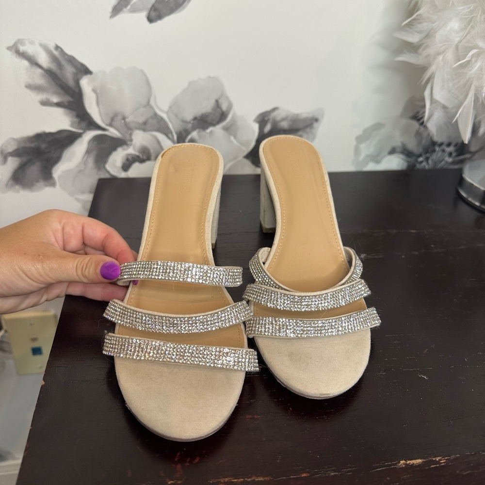 Rhinestone nude heel